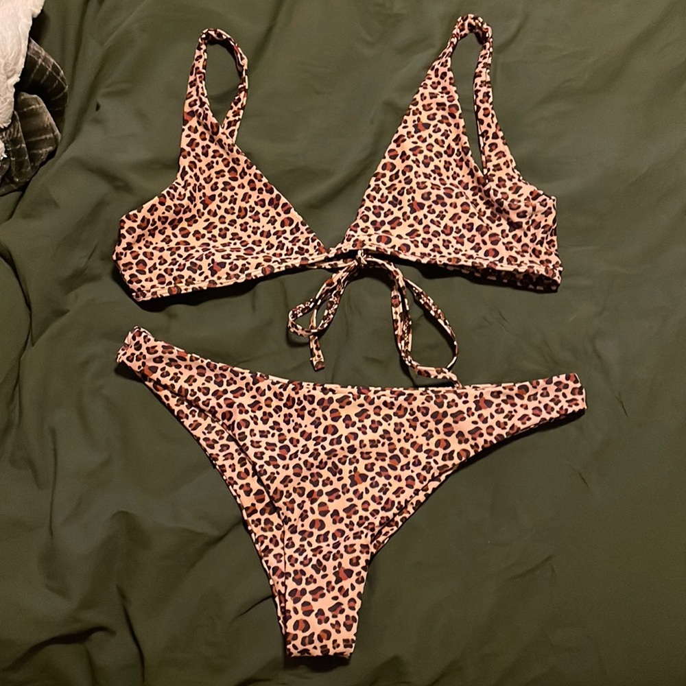 leopard print bikini set